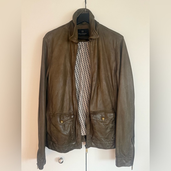 Like-new Scotch & Soda Men's Olive Leather Jacket - Picture 8 of 8
